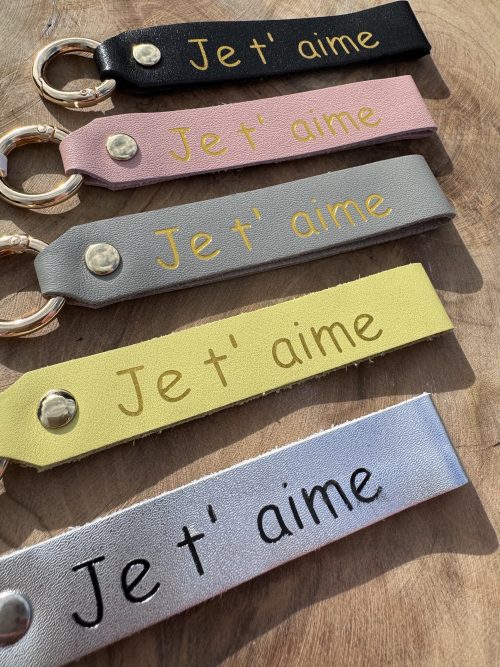 Porte clé cuir "Je t'aime"