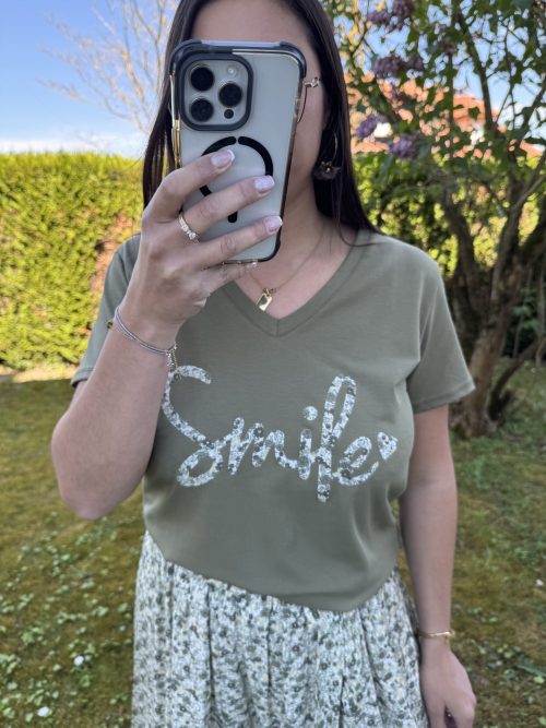 Tee shirt liberty smile uni kaki