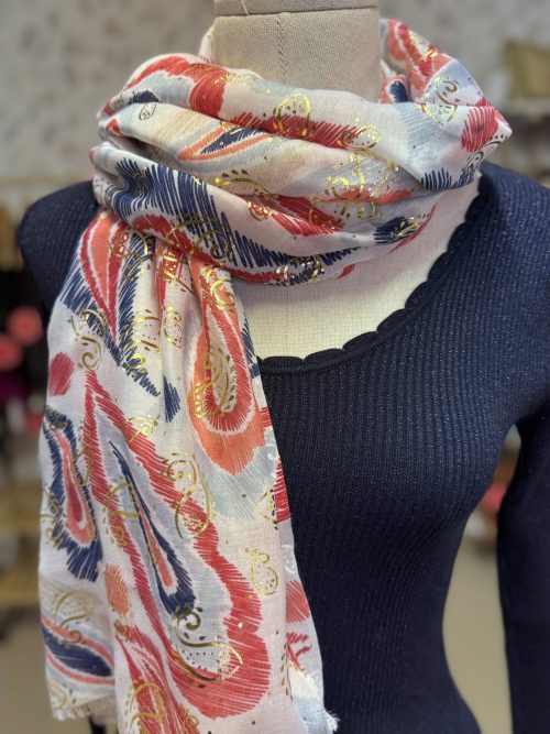 Foulard imprimé cachemire rouge
