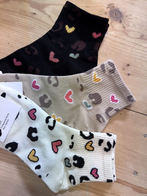 Chaussettes coeurs léopard