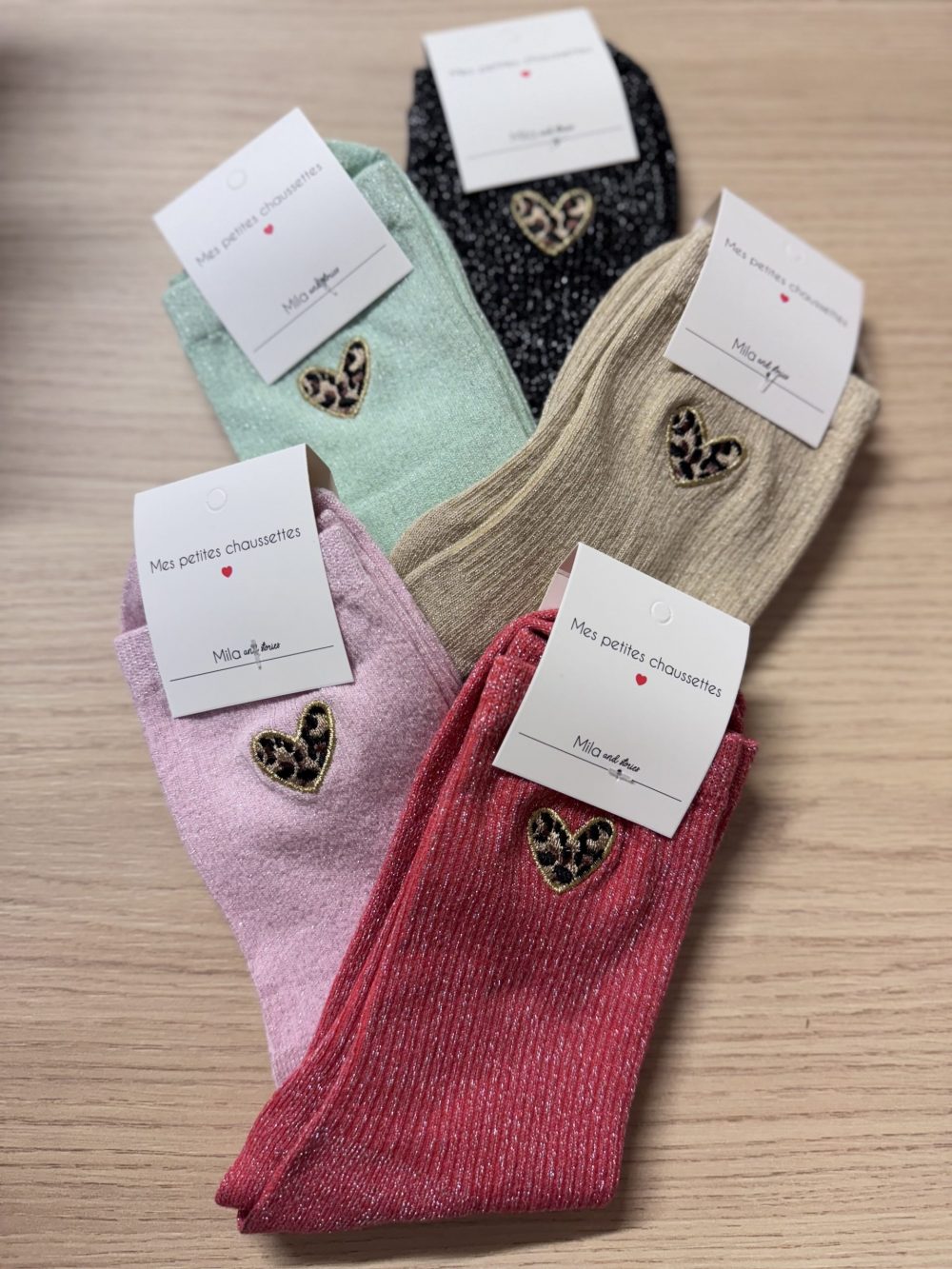 Chaussettes coeur léopard