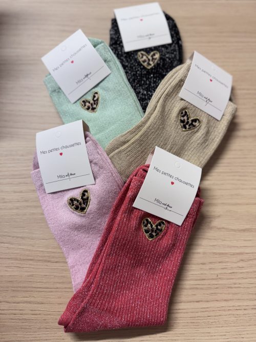 Chaussettes coeur léopard