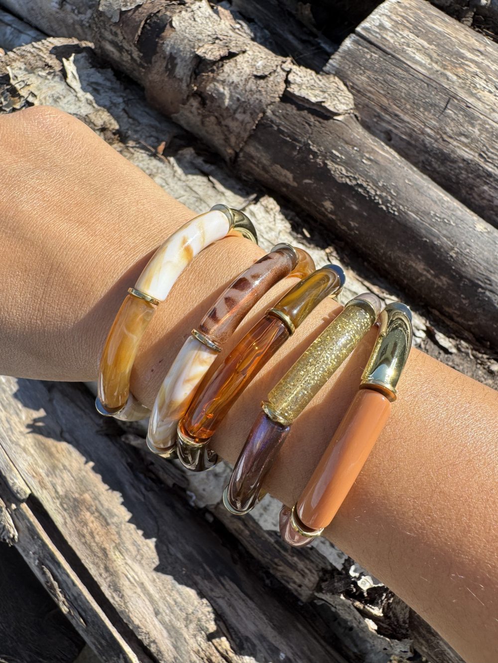 Bracelet élastique multi couleurs rose – Image 2