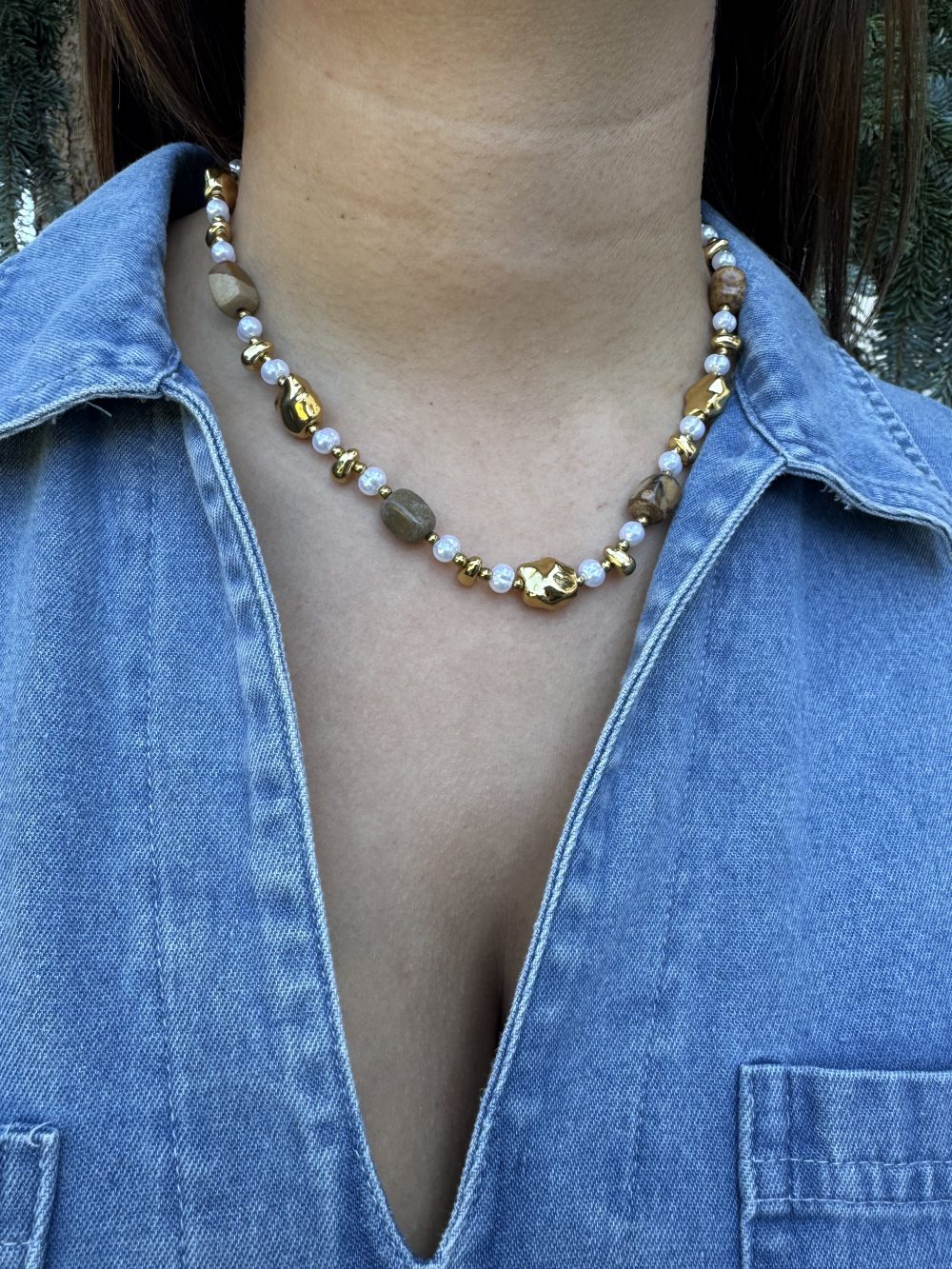 Collier pierres et perles
