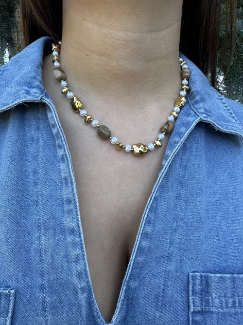 Collier pierres et perles