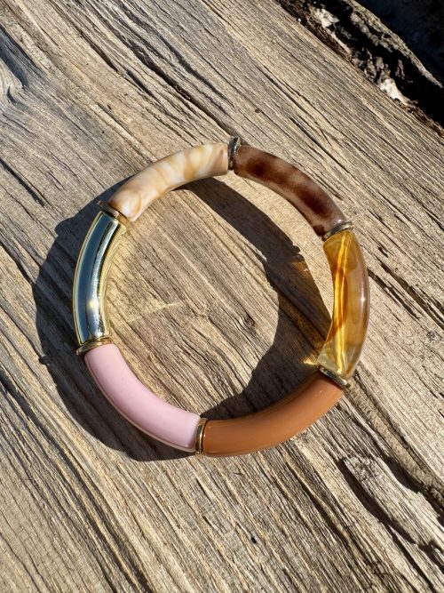 Bracelet élastique multi couleurs rose
