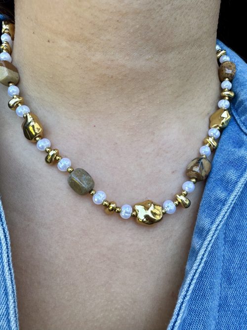 Collier pierres et perles