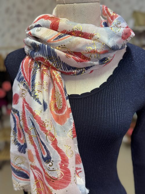 Foulard imprimé cachemire rouge