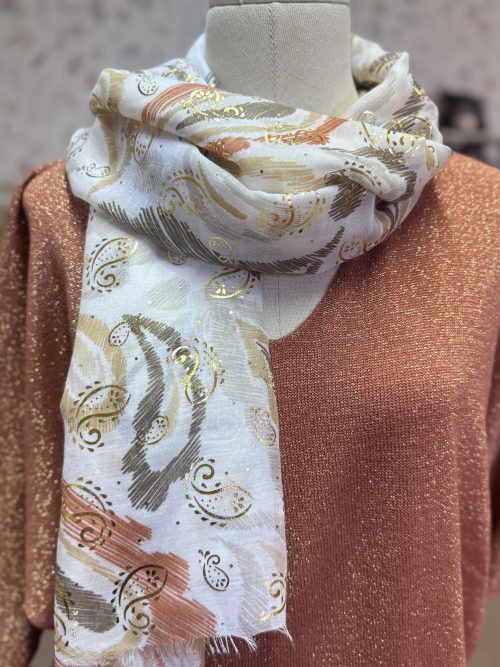 Foulard imprimé cachemire marron