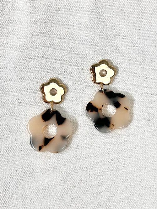 Boucles d'oreilles pendantes marbrées Flore