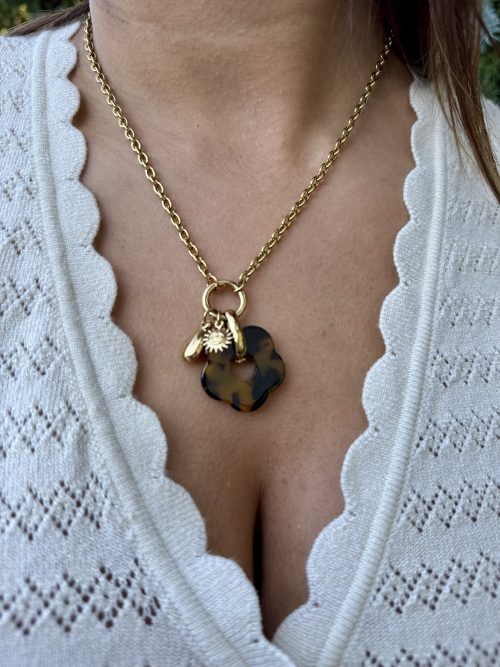 Collier fleur léopard