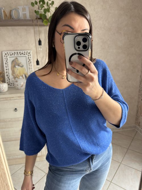 Pull romy irisé bleu