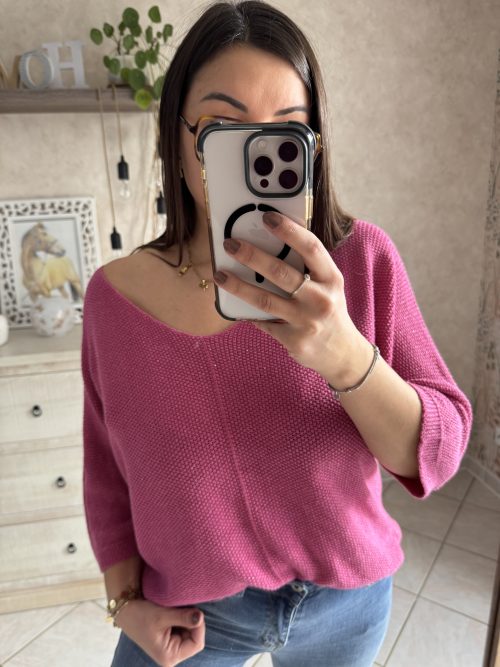 Pull romy irisé fuchsia