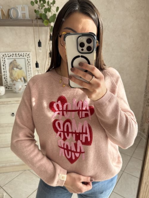 Pull Amor rose poudré