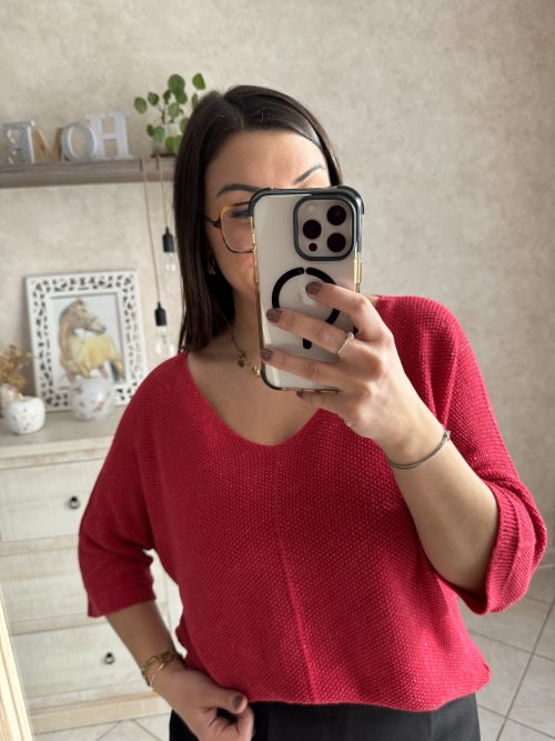 Pull romy irisé rouge