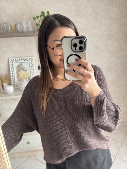 Pull romy irisé marron