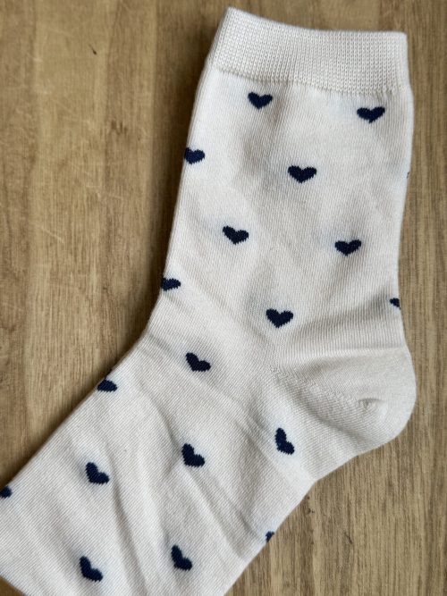 Chaussettes petits coeurs bleu marine