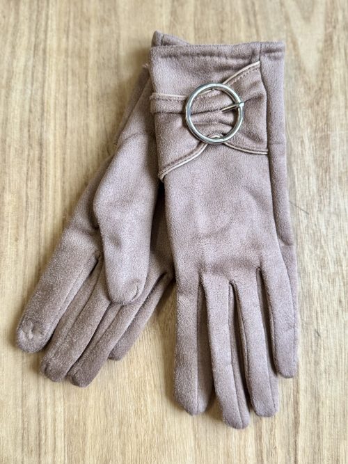 Gants taupe à boucles