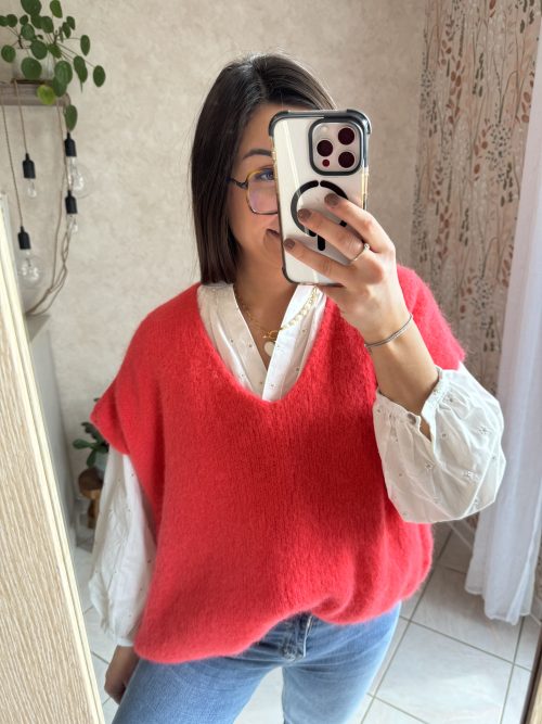 Pull oversized Isa corail
