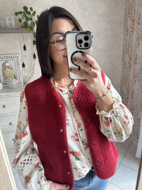 Gilet bouclette Amia bordeaux