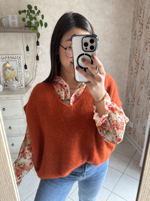 Pull oversized Isa rouille