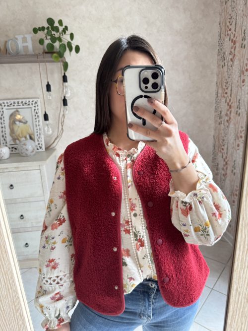 Gilet bouclette Amia bordeaux