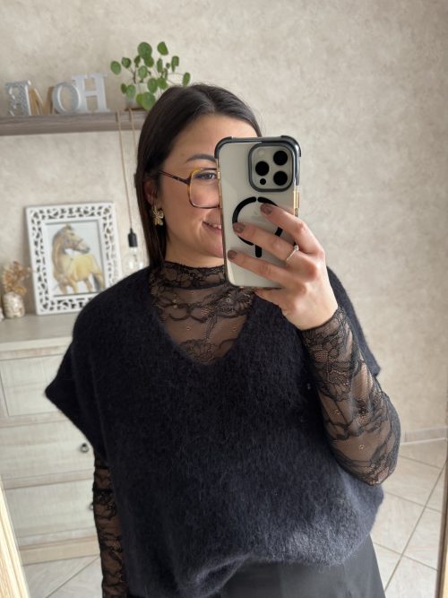 Pull oversized Isa noir