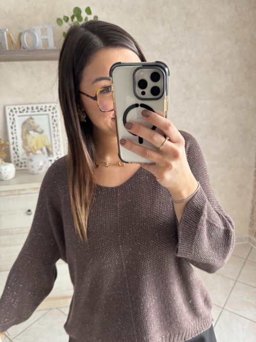 Pull romy irisé marron