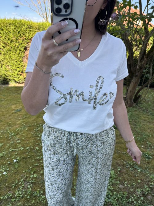 Tee shirt liberty smile uni kaki