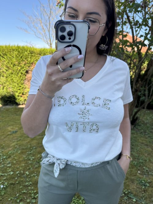 Tee shirt liberty Dolce vita kaki