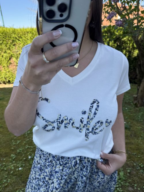 Tee shirt liberty smile uni bleu marine