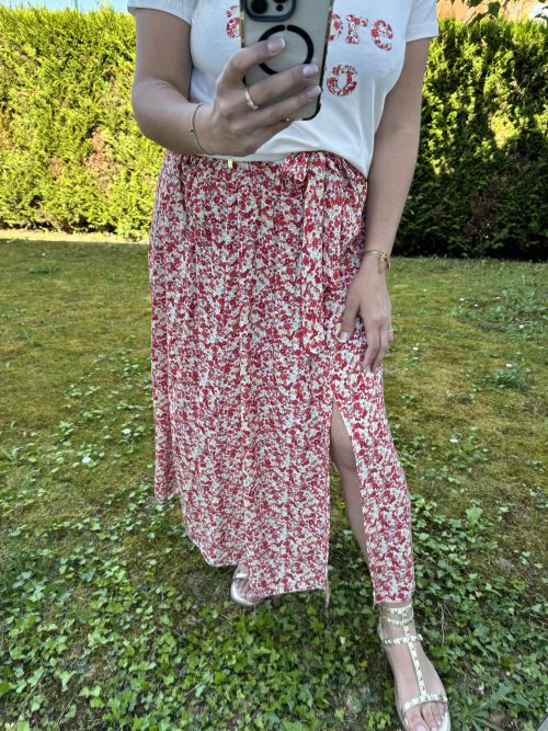 Jupe fluide liberty rouge