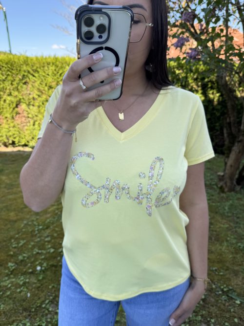 Tee shirt liberty smile Jaune