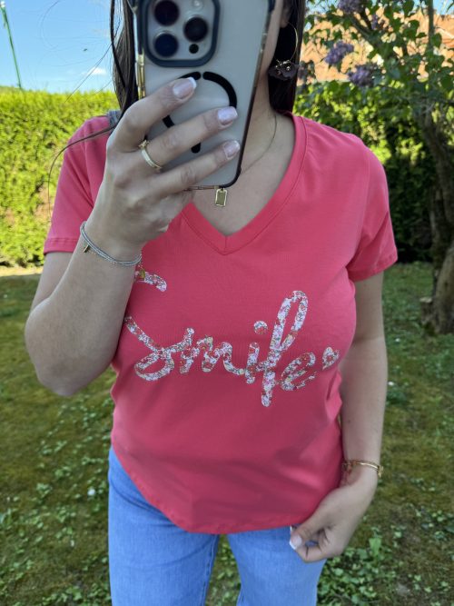 Tee shirt liberty smile corail