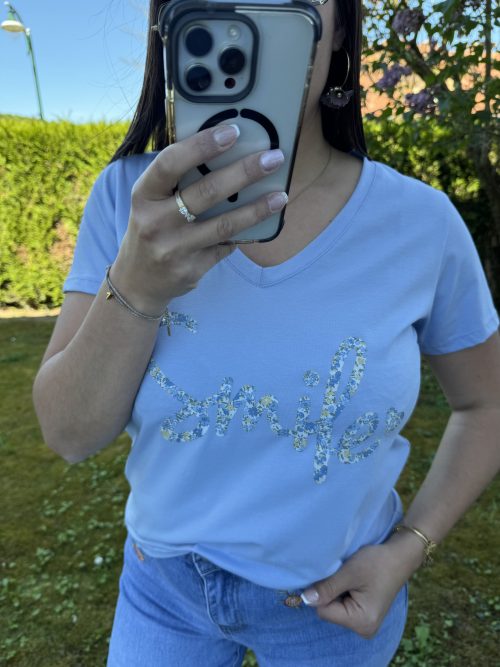 Tee shirt liberty smile bleu ciel