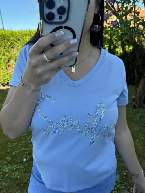 Tee shirt liberty smile bleu ciel