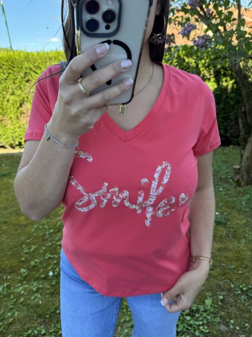 Tee shirt liberty smile corail